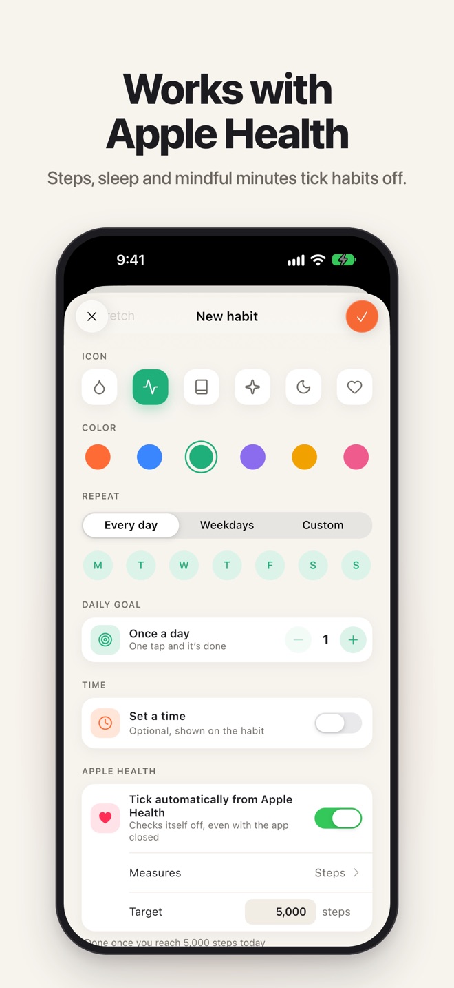 Linking a habit to Apple Health