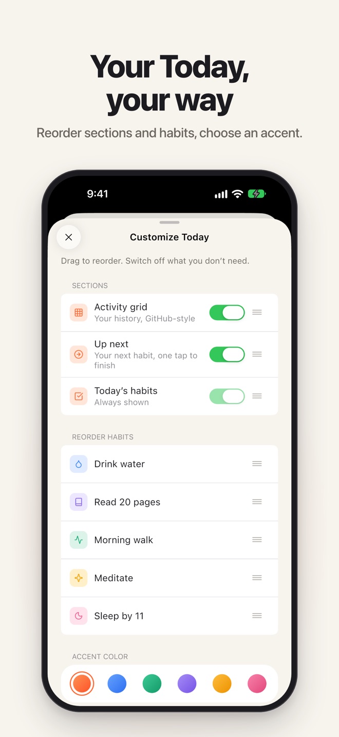 Customize Today sheet